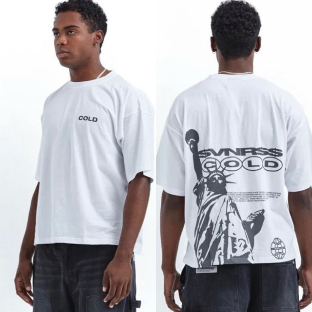 Cold Culture Limited Edition Statue Of Liberty Boxy White T-Shirt Men’s Large